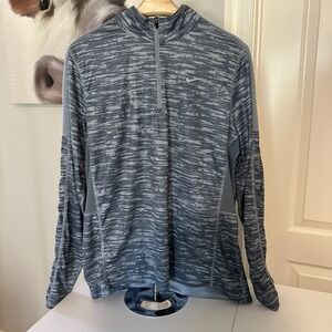 Nike Dry Fit Running Pullover Long Sleeves 1/4 Zip Gray Size Large Men's‎